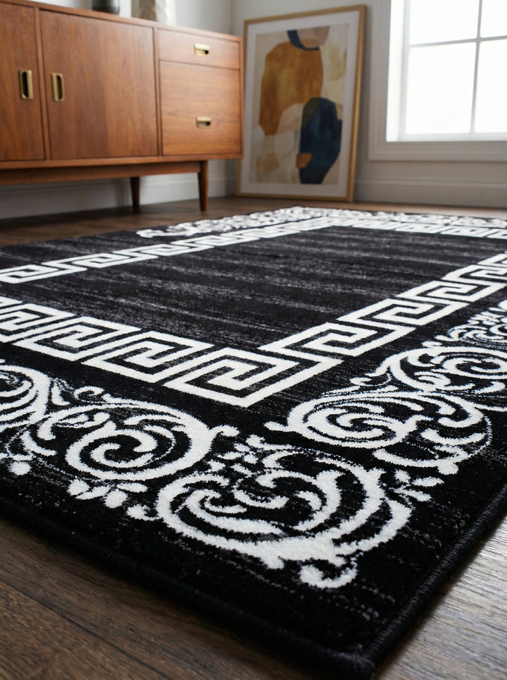 Teppich Kurzflor Mäander Polypropylen saugroboter Wohnzimmer_Läufer_