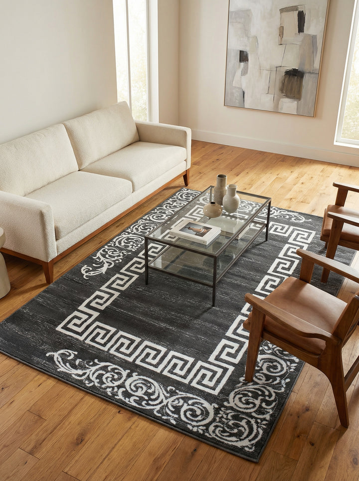 Teppich Kurzflor Mäander Polypropylen saugroboter Wohnzimmer_Läufer_