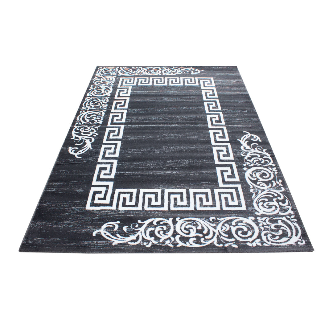 Teppich Kurzflor Mäander Polypropylen saugroboter Wohnzimmer Grau Läufer 80x150_Läufer_