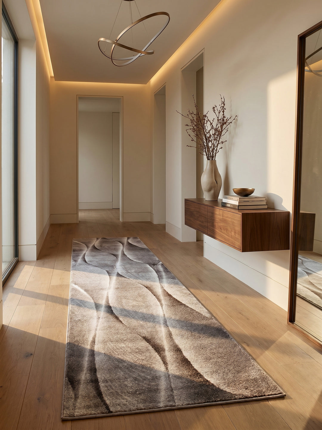 Teppich Brown Läufer im Wohnzimmer Einrichtungsidee_
