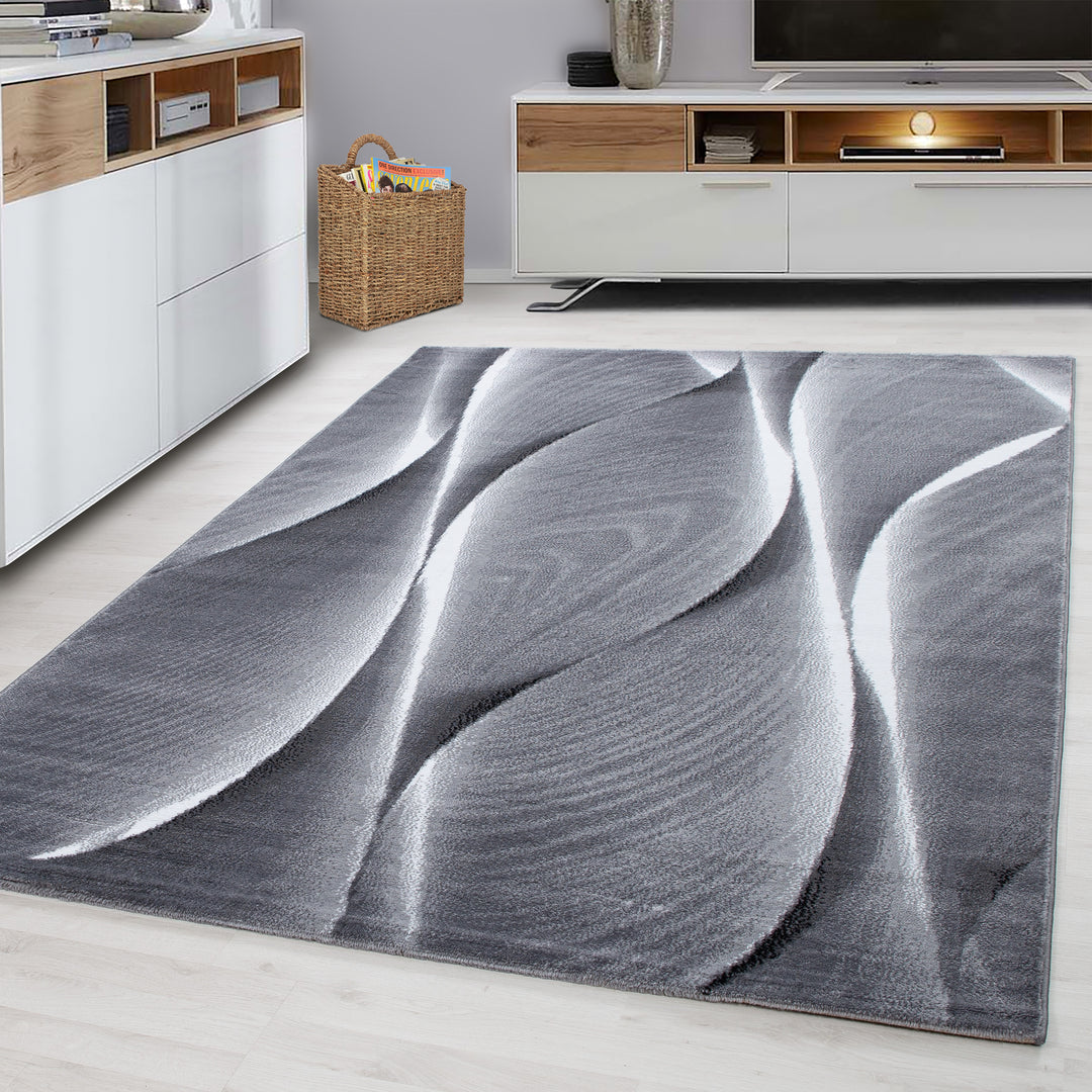 Teppich Kurzflor Ombre Polypropylen Wohnzimmer_Schwarz_Läufer_