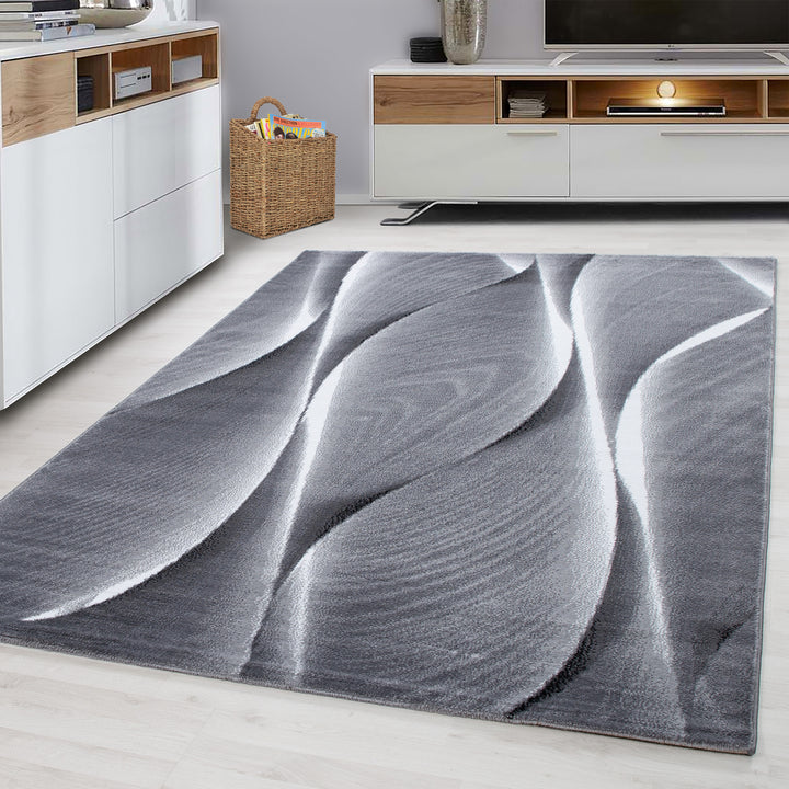 Teppich Kurzflor Ombre Polypropylen Wohnzimmer_Schwarz_Läufer_