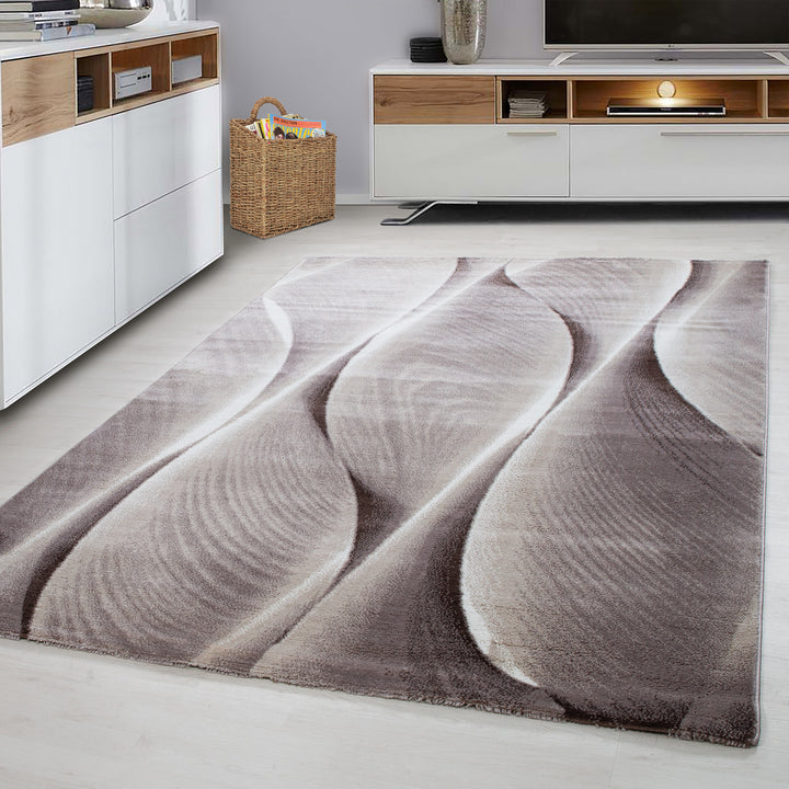 Teppich Kurzflor Ombre Polypropylen Wohnzimmer_Braun_Läufer_