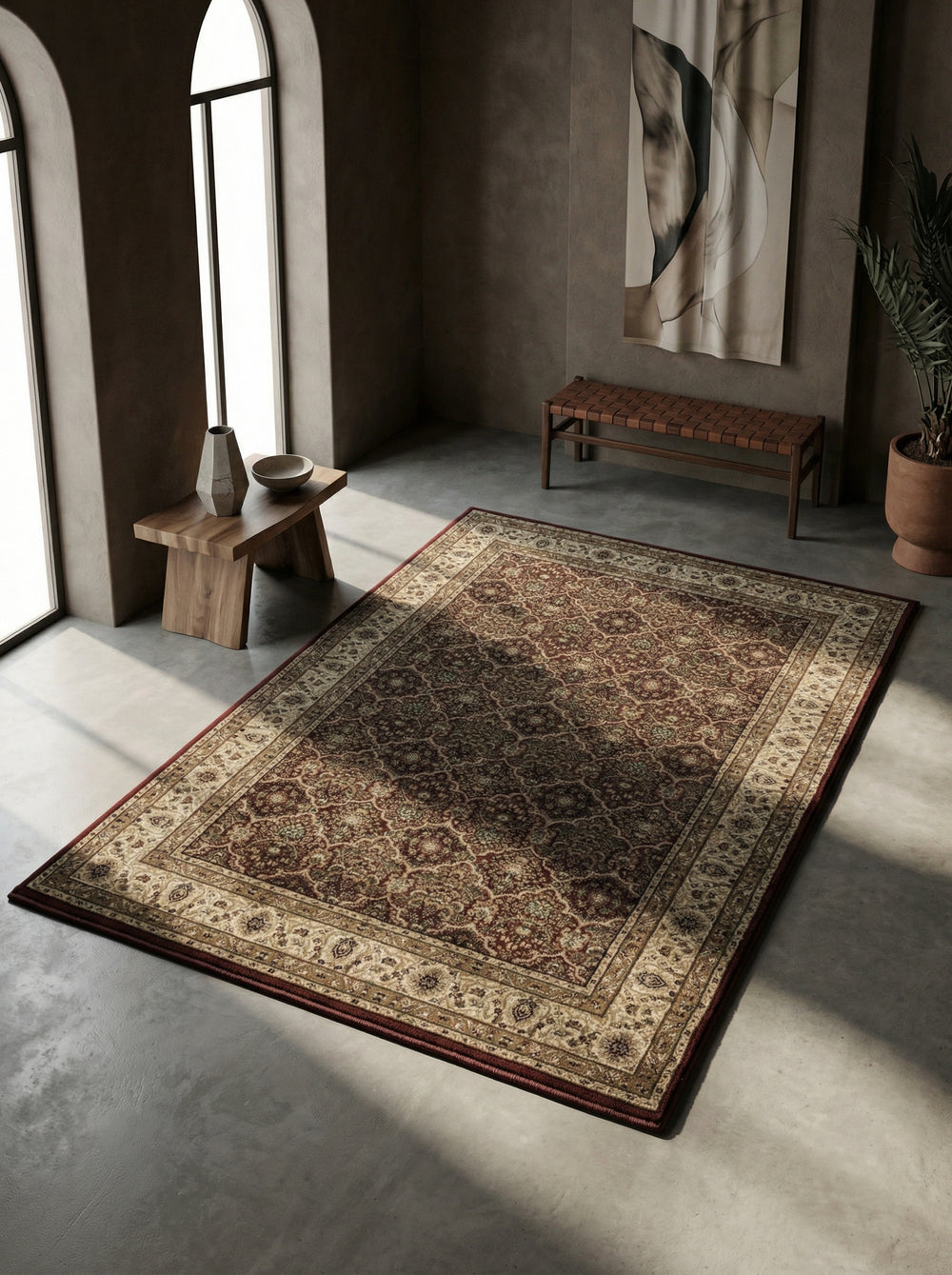 Teppich Kurzflor Orientalisch Muster Polypropylen Gewebt_Läufer_