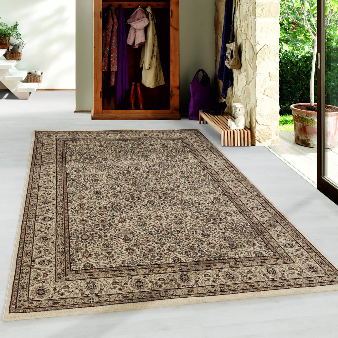 Teppich Kurzflor Orientalisch Muster Polypropylen Gewebt_Beige_Läufer_