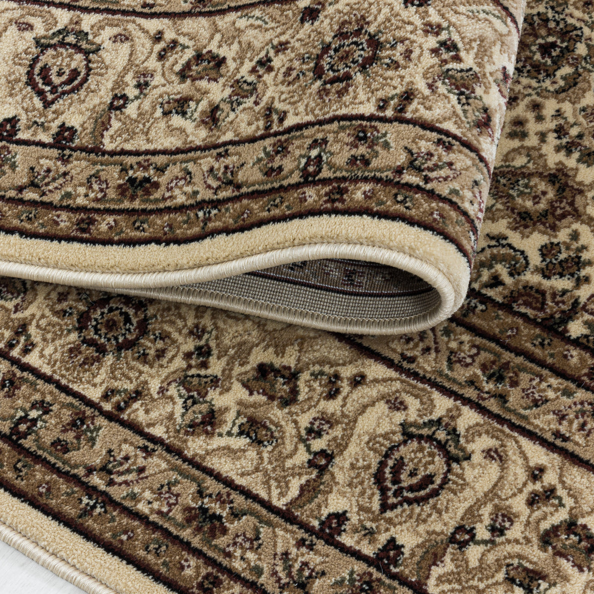 Teppich Kurzflor Orientalisch Muster Polypropylen Gewebt Beige Läufer