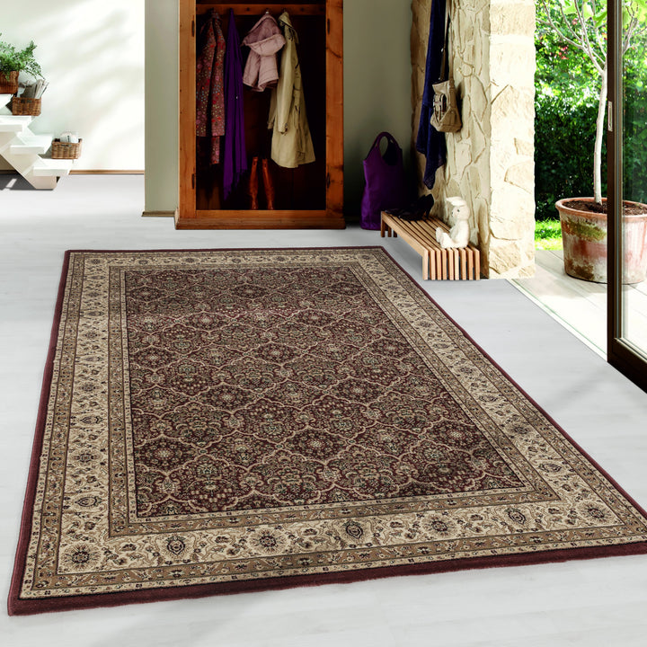 Teppich Kurzflor Orientalisch Muster Polypropylen Gewebt_Rot_Läufer_
