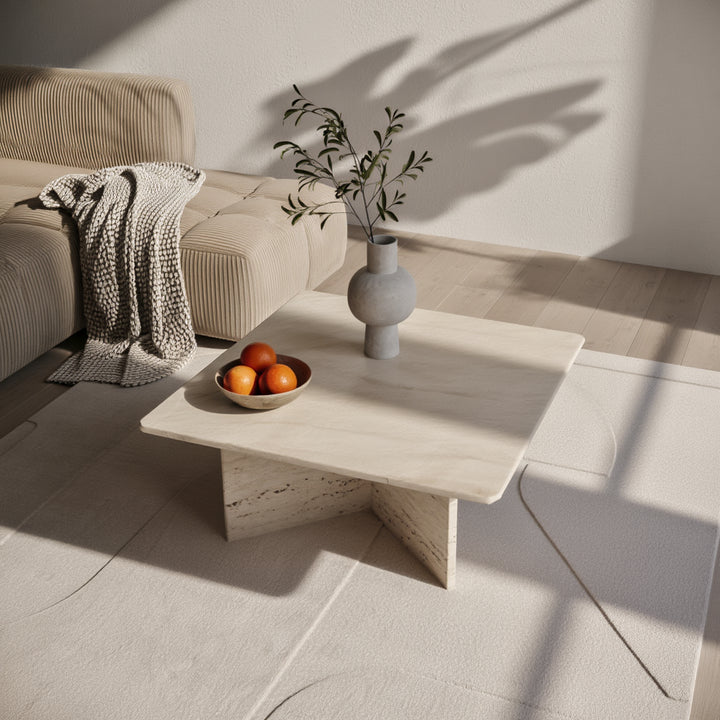 Heller Wohnzimmerteppich mit feinem Kurzflor_