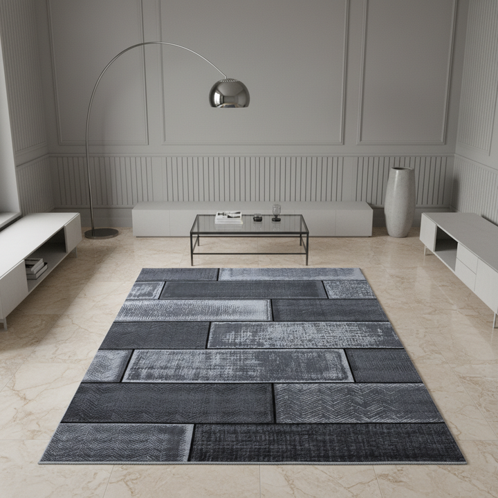Teppich Kurzflor Steinoptik Polypropylen Wohnzimmer_Läufer_