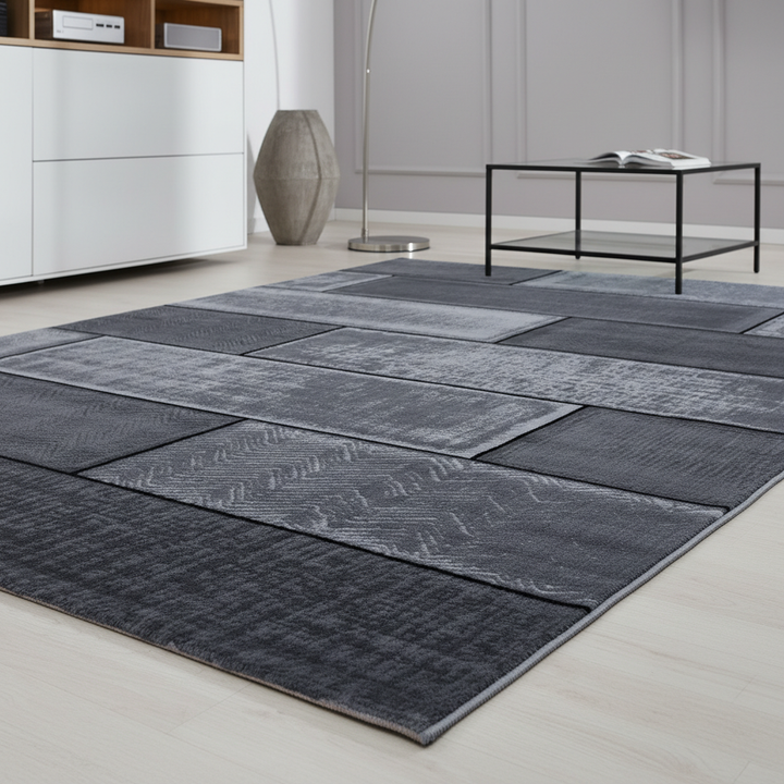 Teppich Kurzflor Steinoptik Polypropylen Wohnzimmer_Läufer_
