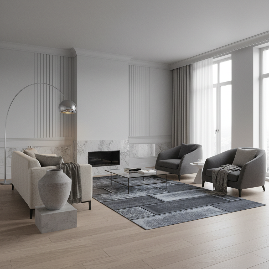 Teppich Kurzflor Steinoptik Polypropylen Wohnzimmer_Läufer_