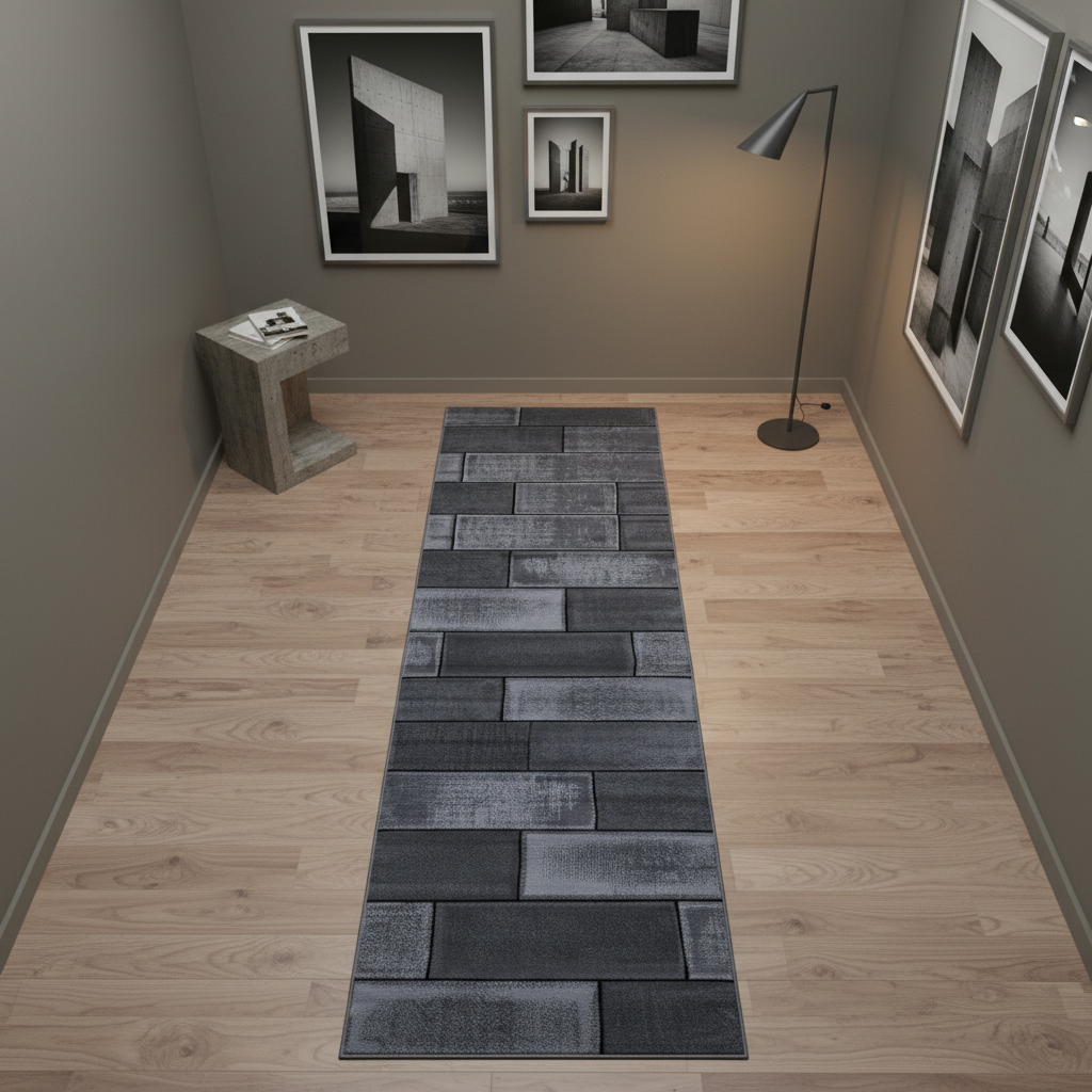 Teppich Kurzflor Steinoptik Polypropylen Wohnzimmer_Läufer_