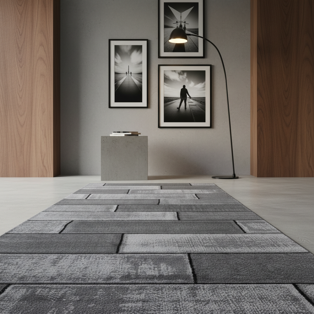Teppich Kurzflor Steinoptik Polypropylen Wohnzimmer_Läufer_