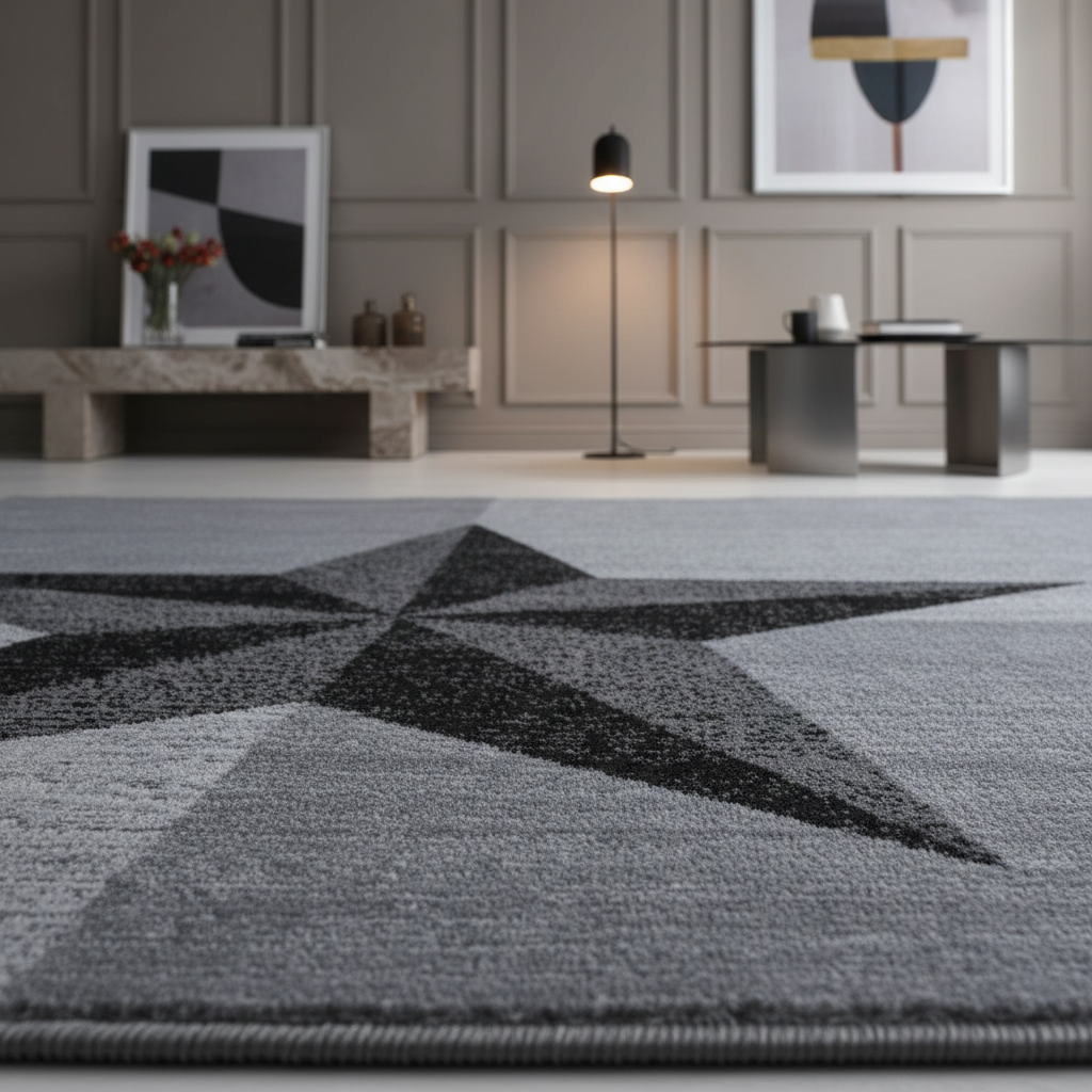Teppich Kurzflor Sterne-Muster Polypropylen Wohnzimmer_Läufer_