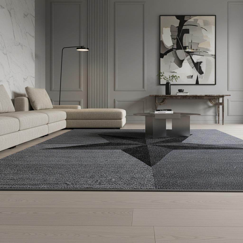Teppich Kurzflor Sterne-Muster Polypropylen Wohnzimmer_Läufer_