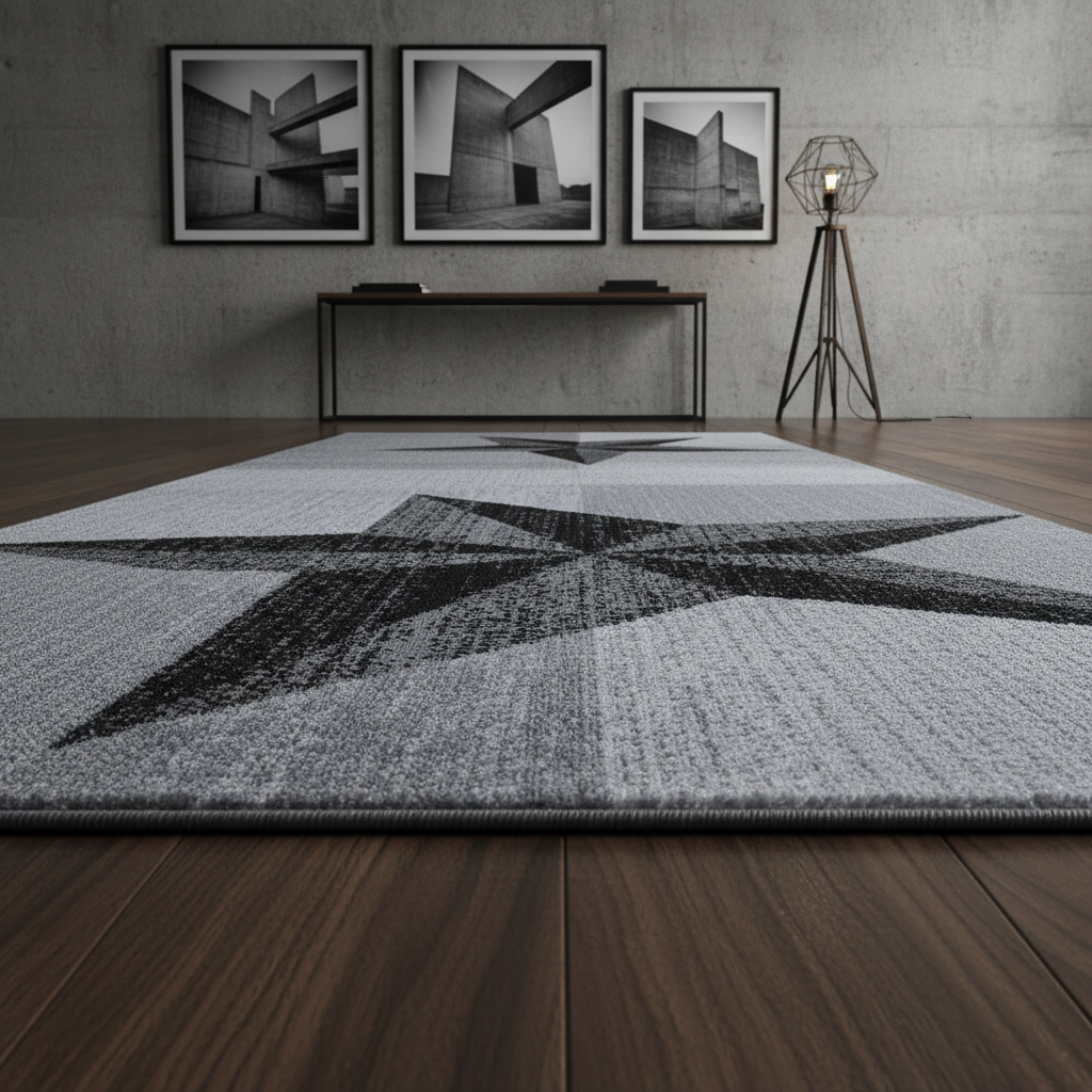 Teppich Kurzflor Sterne-Muster Polypropylen Wohnzimmer_Läufer_