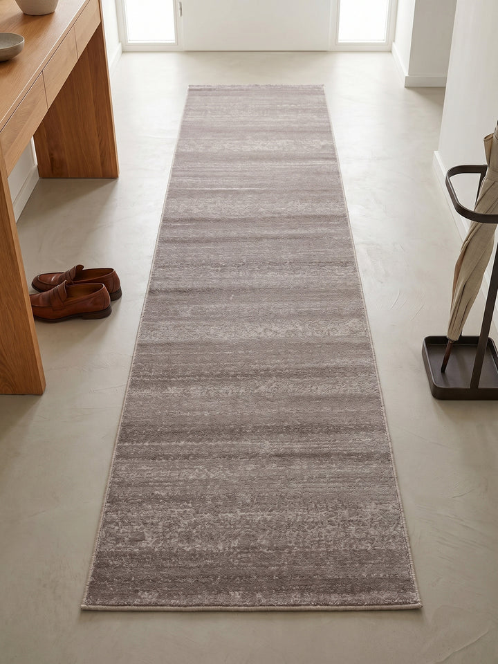 Teppich Beige Läufer Muster Draufsicht_