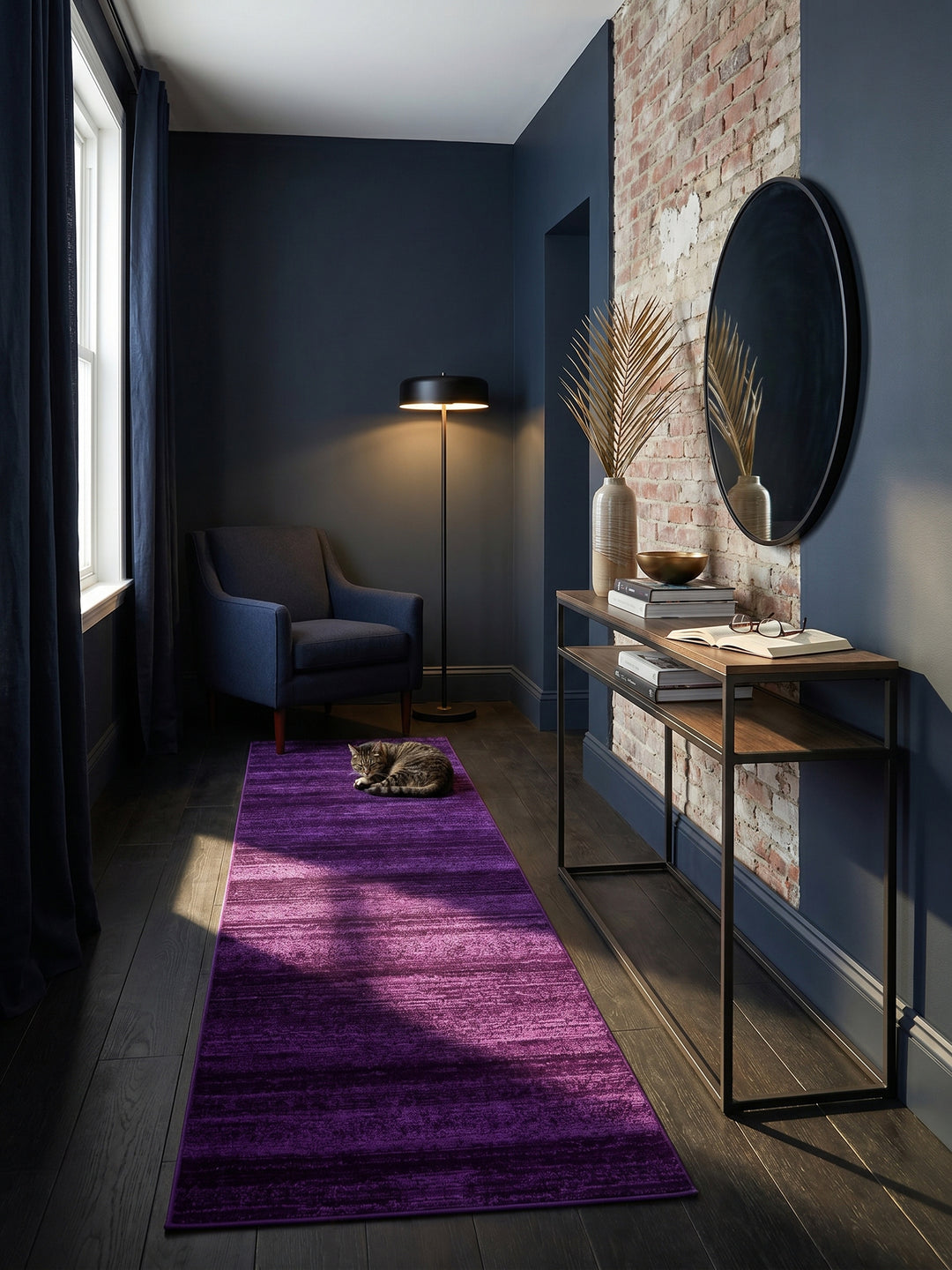Teppich Lila Läufer im Wohnzimmer Einrichtungsidee_