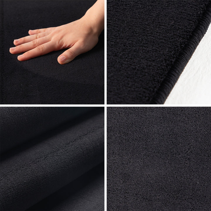 Teppich Kurzflor Uni-Farbe Microfaser Antirutsch Wohnzimmer waschbar Schwarz Rund 120x120_Rund_