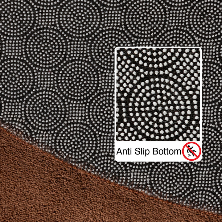 Teppich Kurzflor Uni-Farbe Microfaser Antirutsch Wohnzimmer waschbar_Rund_