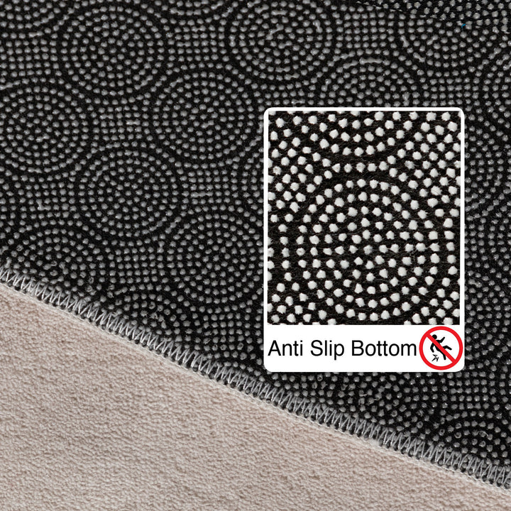 Teppich Kurzflor Uni-Farbe Microfaser Antirutsch Wohnzimmer waschbar_Rund_