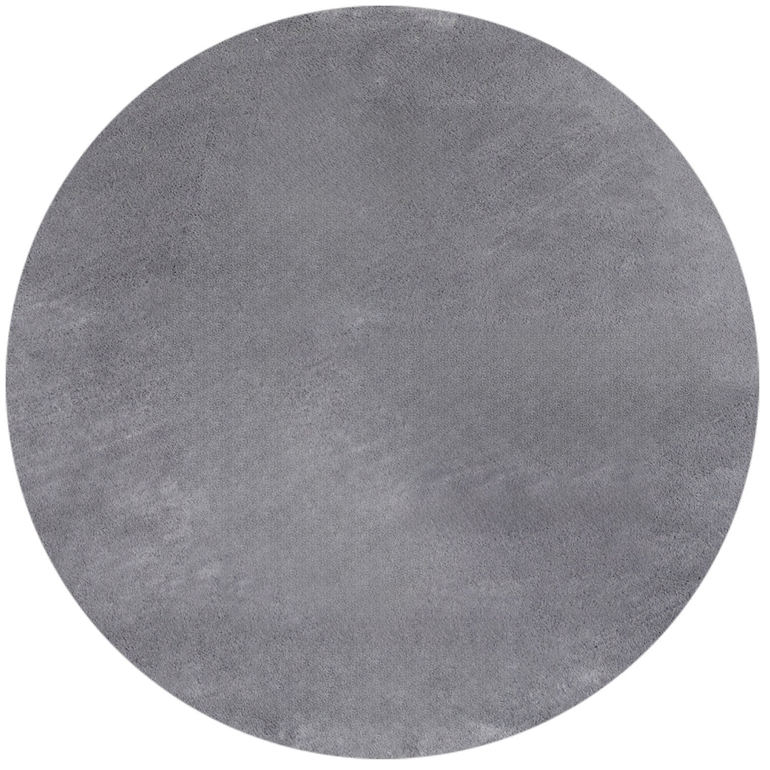 Teppich Kurzflor Uni-Farbe Microfaser Antirutsch Wohnzimmer waschbar_Rund_