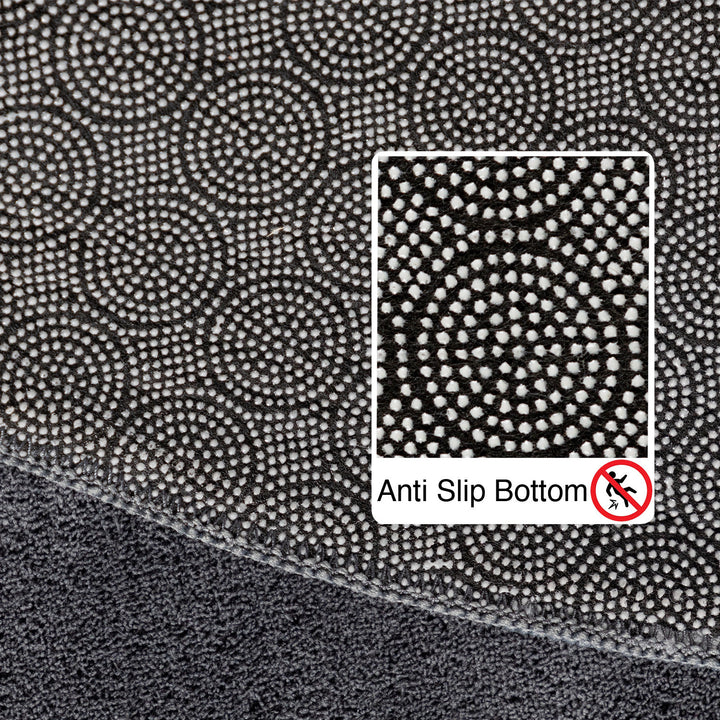 Teppich Kurzflor Uni-Farbe Microfaser Antirutsch Wohnzimmer waschbar_Rund_