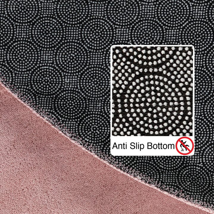 Teppich Kurzflor Uni-Farbe Microfaser Antirutsch Wohnzimmer waschbar_Rund_