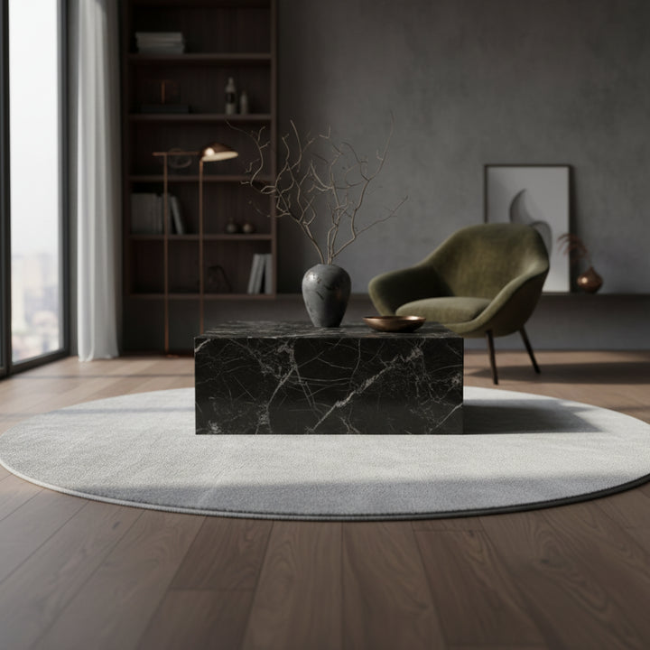 Teppich Kurzflor Uni-Farbe Microfaser Antirutsch Wohnzimmer waschbar_Rund_