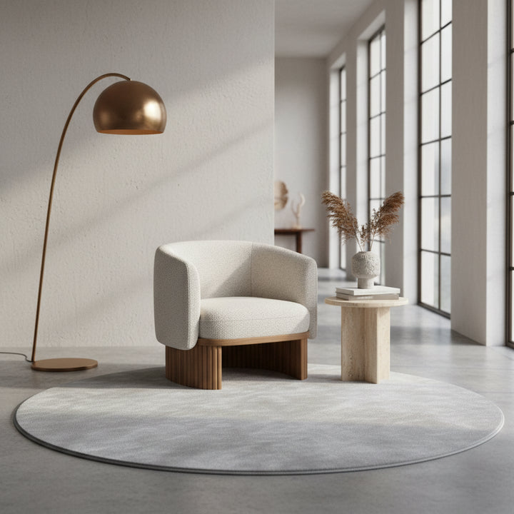 Teppich Kurzflor Uni-Farbe Microfaser Antirutsch Wohnzimmer waschbar_Rund_