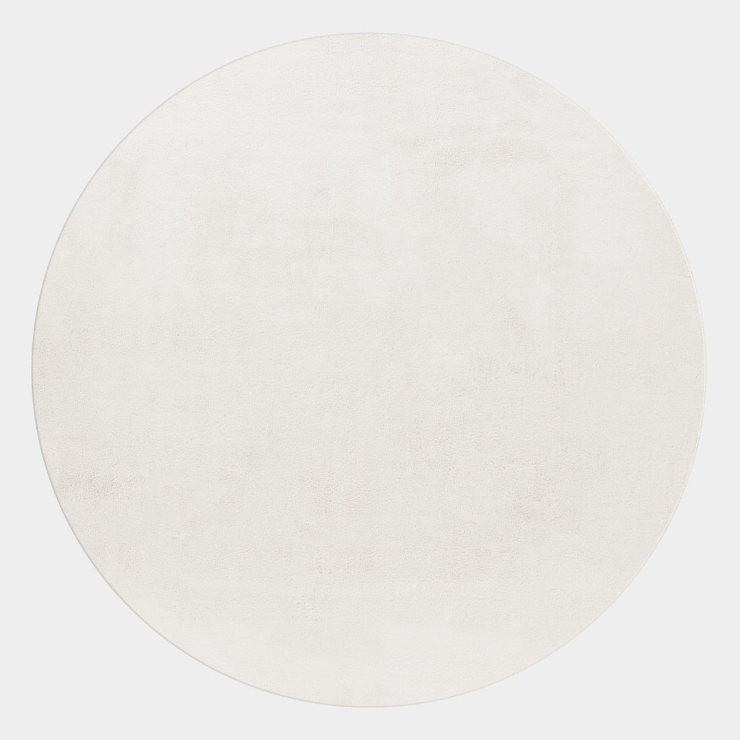 Teppich Kurzflor Uni-Look Polyester Wohnzimmer waschbar_Rund_