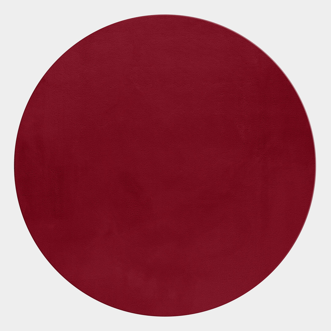 Teppich Kurzflor Uni-Look Polyester Wohnzimmer waschbar_Rund_