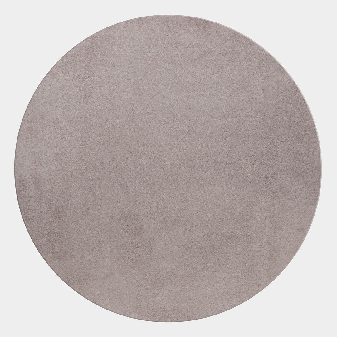 Teppich Kurzflor Uni-Look Polyester Wohnzimmer waschbar_Rund_