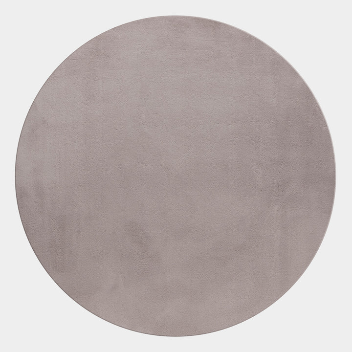 Teppich Kurzflor Uni-Look Polyester Wohnzimmer waschbar_Rund_