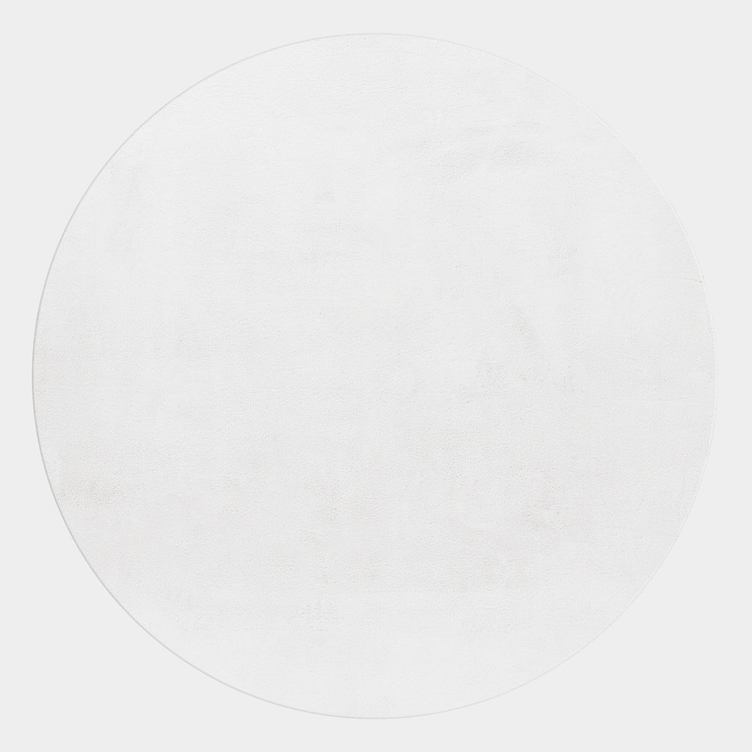 Teppich Kurzflor Uni-Look Polyester Wohnzimmer waschbar_Rund_