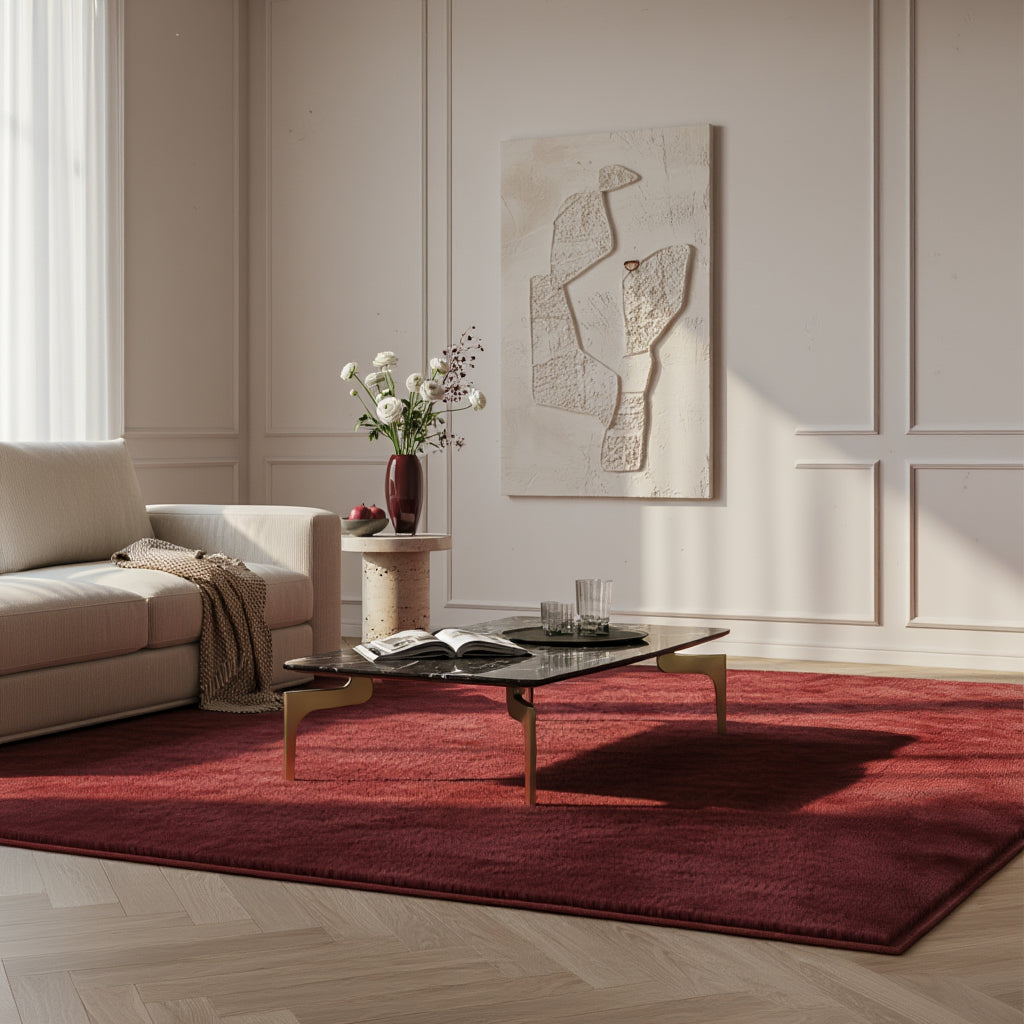 Teppich Kurzflor Uni-Look Polyester Wohnzimmer waschbar