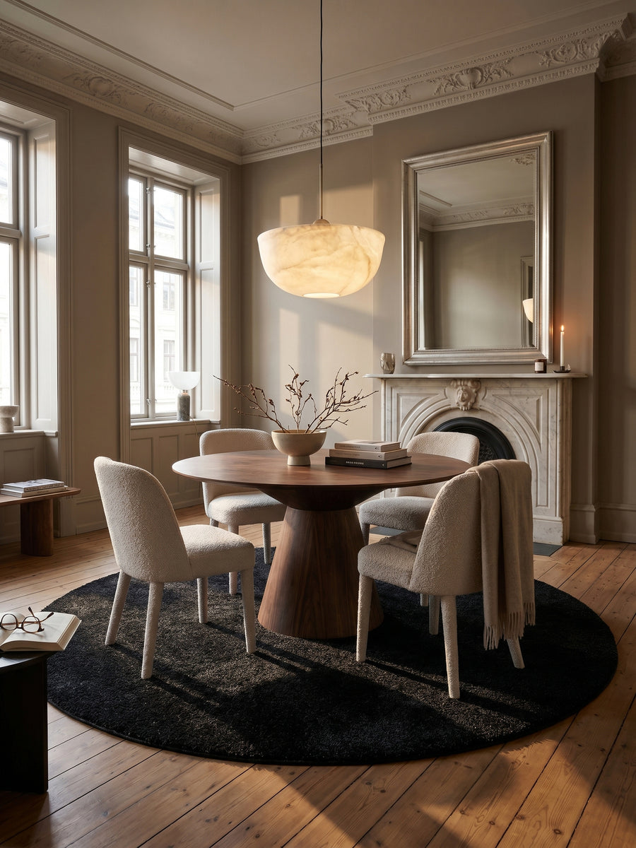 Teppich Anthrazit rund im Wohnzimmer Einrichtungsidee_