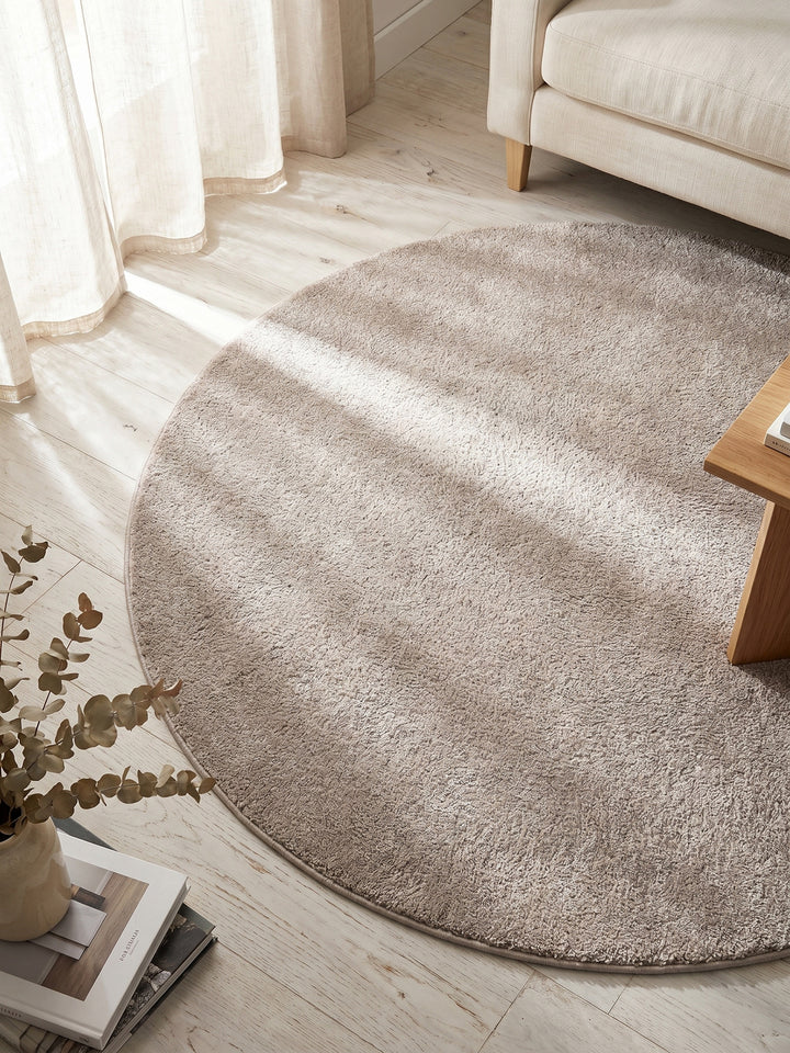 Teppich Beige rund Muster Draufsicht_