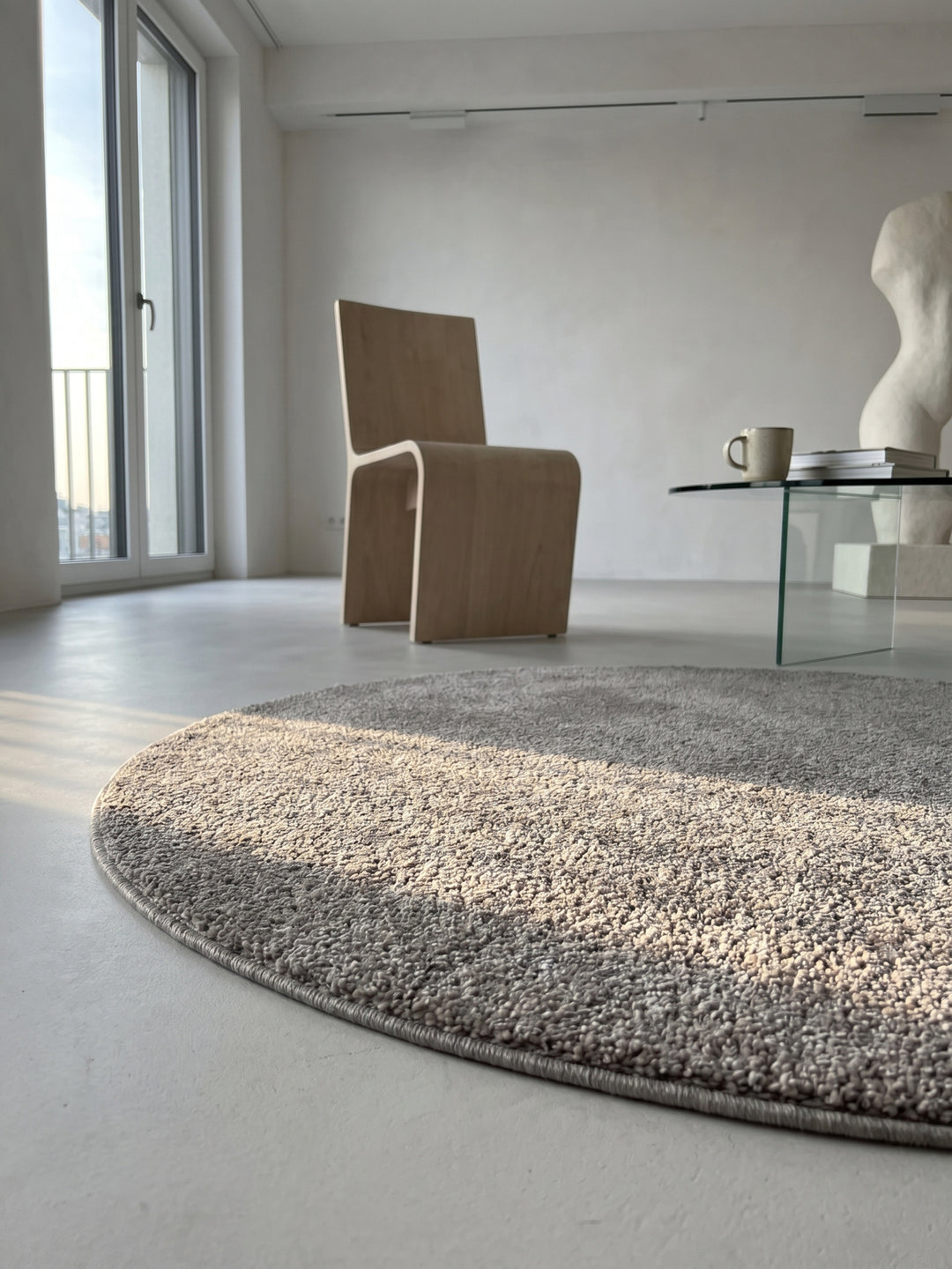 Teppich Beige rund Textur Nahaufnahme Detail_
