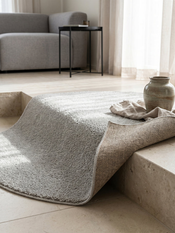 Teppich Cream rund Wohnaccessoire Deko_
