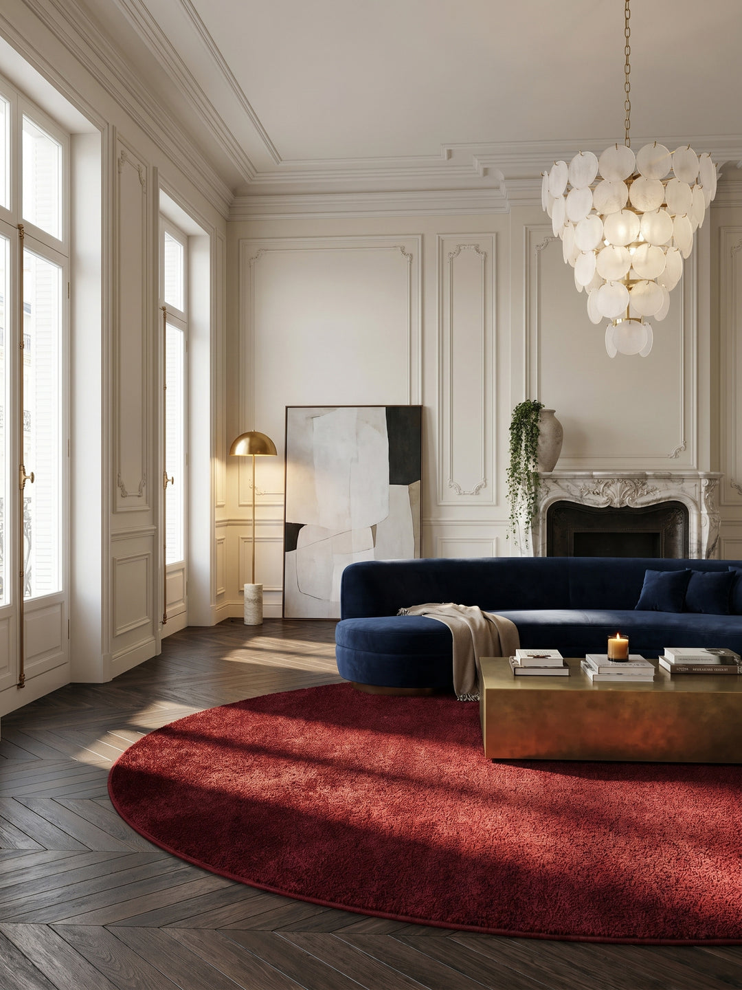 Teppich Red rund im Wohnzimmer Einrichtungsidee_