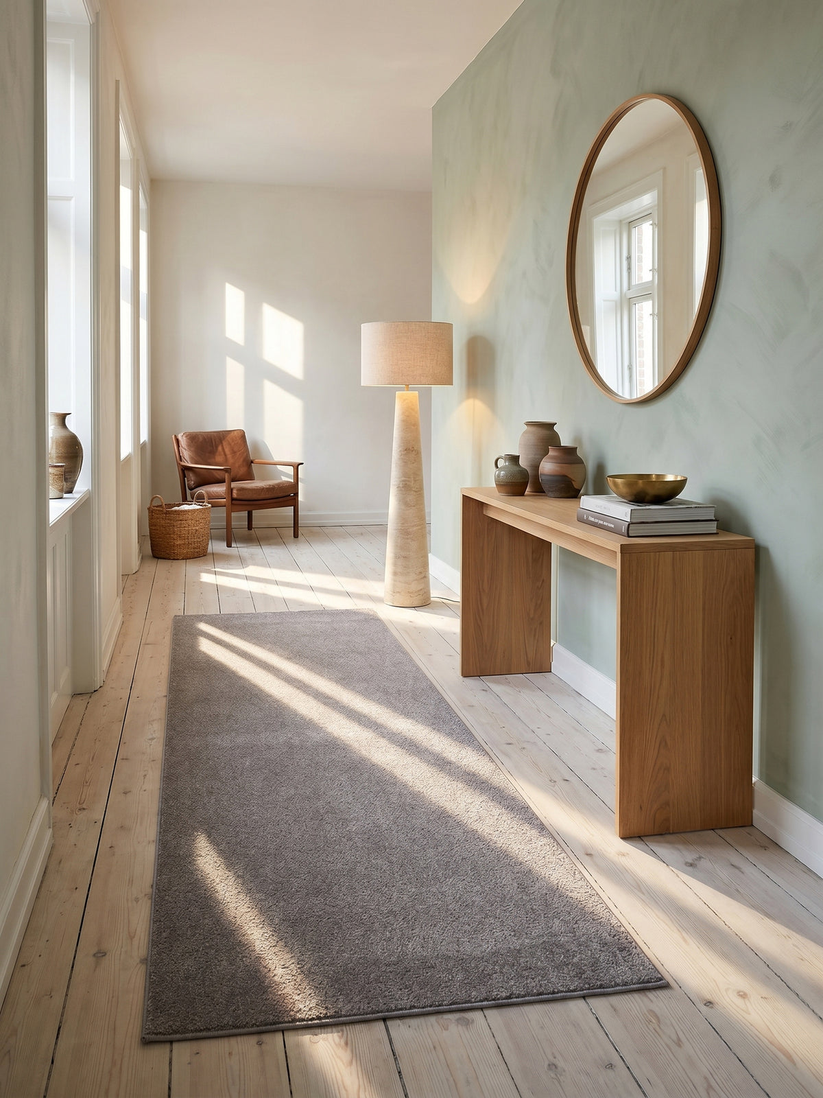 Teppich Beige Läufer im Wohnzimmer Einrichtungsidee_