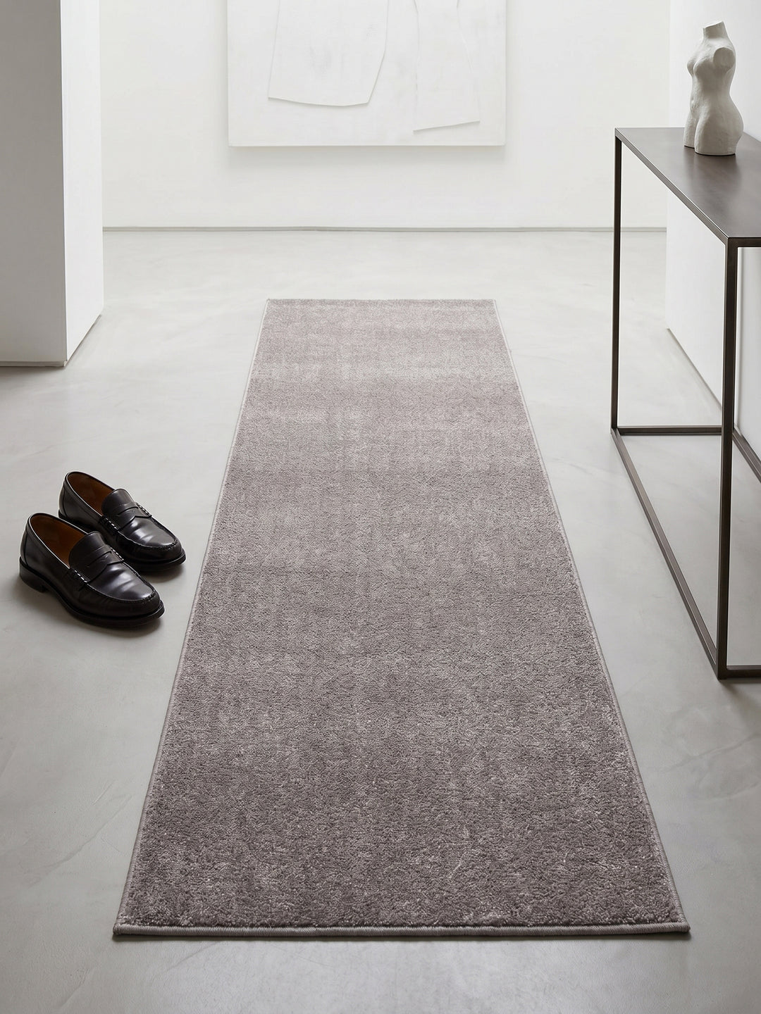 Teppich Beige Läufer Muster Draufsicht_