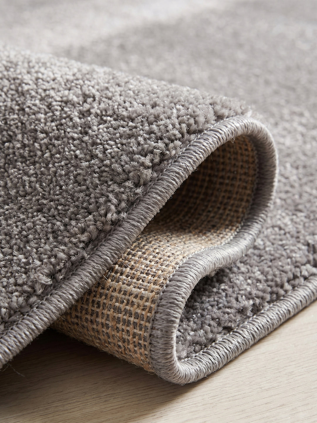 Teppich Beige Läufer Kante Rückseite_