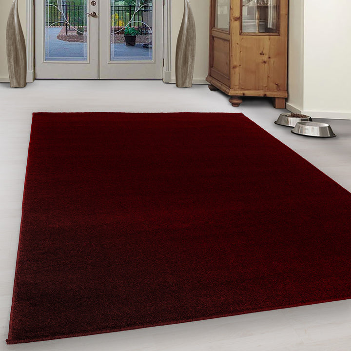 Teppich Kurzflor Uni Polypropylen Wohnzimmer_Rot_Läufer_