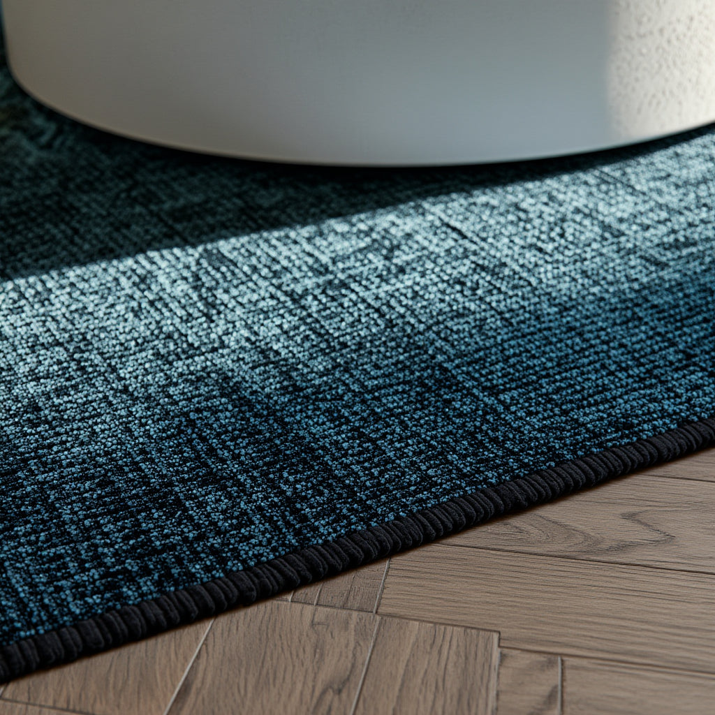 Teppich Kurzflor Unicolor Chenille Baumwolle Innen_Blau_Läufer_