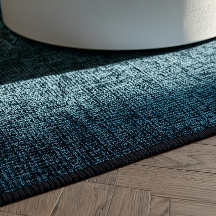 Teppich Kurzflor Unicolor Chenille Baumwolle Innen_Blau_Läufer_