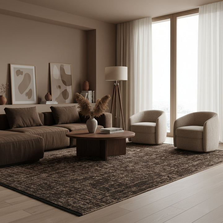 Teppich Kurzflor Unicolor Chenille Baumwolle Innen_Braun_Läufer_