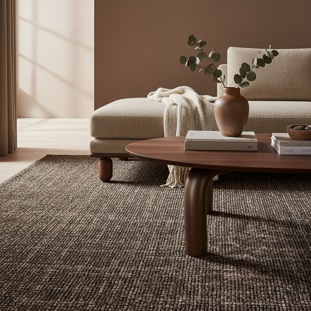 Teppich Kurzflor Unicolor Chenille Baumwolle Innen_Braun_Läufer_