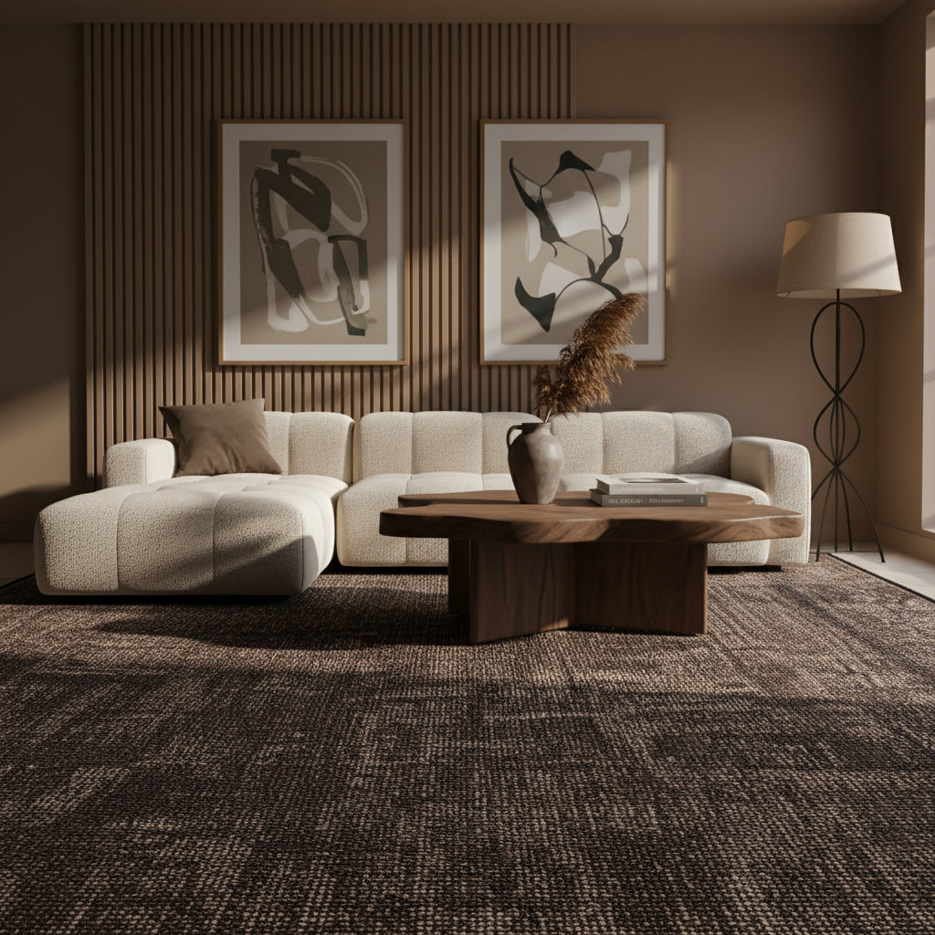 Teppich Kurzflor Unicolor Chenille Baumwolle Innen_Braun_Läufer_